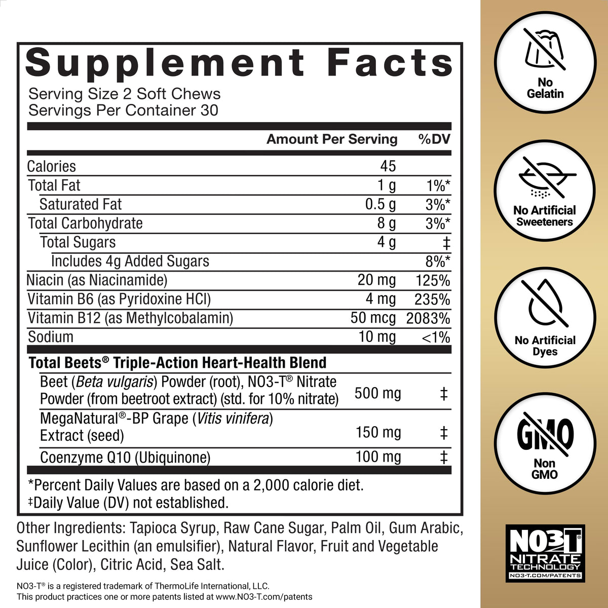 Force Factor Total Beets Ultimate Heart Health Chews for Blood Pressure Support, with Beetroot Powder, CoQ10, B Vitamins & Grapeseed Extract for Blood Flow