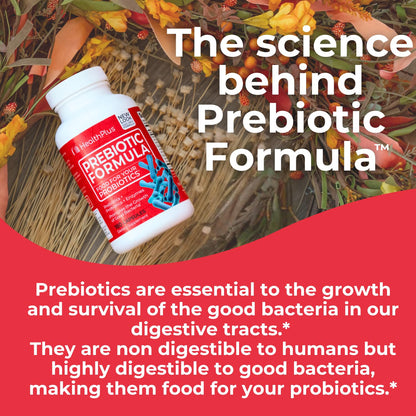Health Plus Prebiotic Formula - Probiotics + Prebiotics + Digestive Enzymes - Gluten Free, Dairy Free, Natural Herbal Ingredients