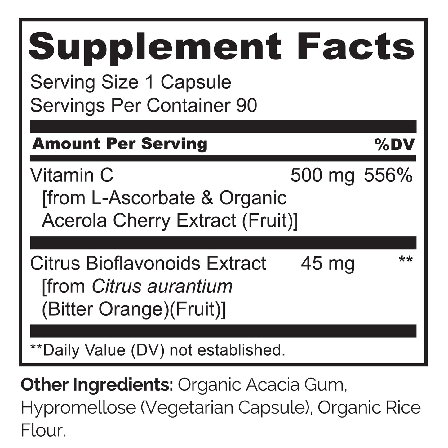 NATURELO Vitamin C with Organic Acerola Cherry Extract and Citrus Bioflavonoids - Vegan Supplement - Immune Support - 500 mg VIT C per Cap