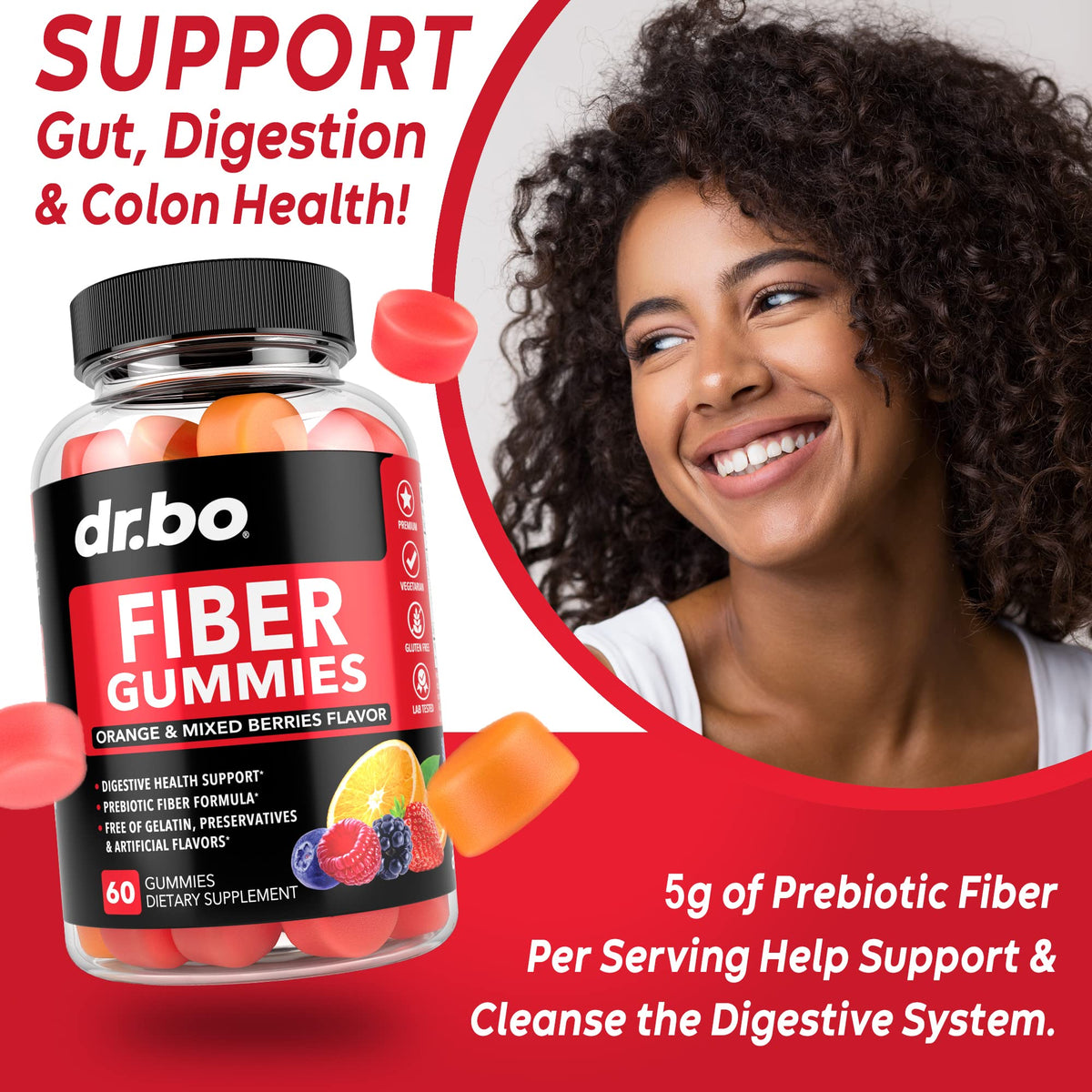 Fiber Gummies for Adults & Kids - Tasty Gummy Prebiotic Fiber Supplement, Max Digestive