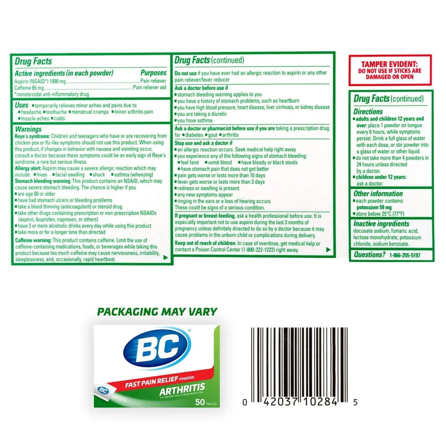 BC Powder Arthritis Pain Reliever, Aspirin Dissolve Packs, 50 Count Powder Packets BCBuy Supplements Australia