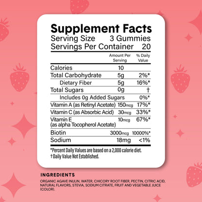 Bellway Super Fiber Gummies + Beauty – Sugar Free Fiber Supplement with Biotin & Vitamins A C E – Supports Digestive Health,