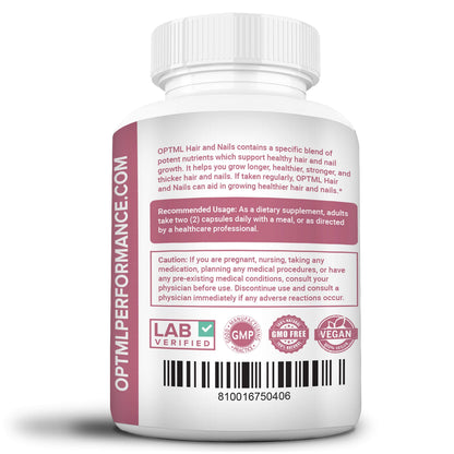 OPTML Hair and Nail Vitamins for Hair Growth and Thickness, Biotin-Infused Hair Pills, Hair Vitamins for Faster Hair Growth and Healthy Nails, for Women and Men, 60 Capsules OPTML buy supplements Au
