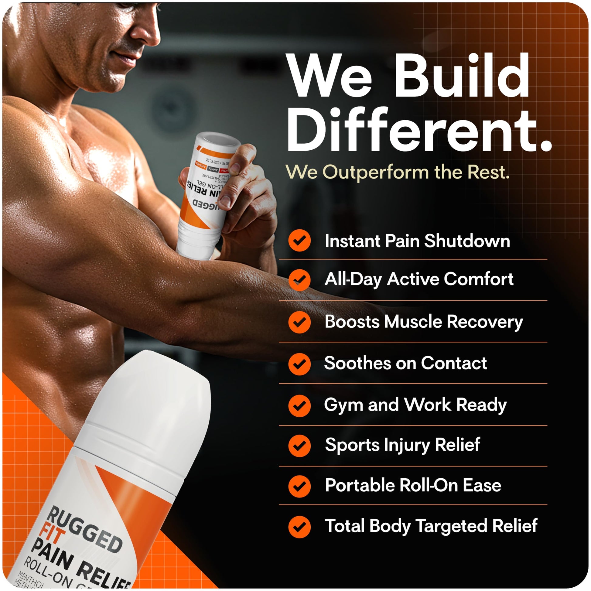 Rugged Fit Max-Strength Pain Relief Roll-On Gel – Cold & Hot Therapy with Menthol 2% + Methyl Salicylate 10% – Fast-Absorbing, Non-Greasy for Back, Arthritis, Muscle & Joint Pain – 3.38 fl oz Rugged FitBuy Supplements Australia