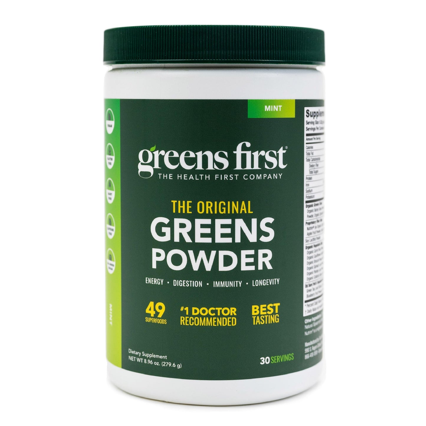 Greens First Original Greens Powder - 49 Superfoods - Organic Fruits & Veggies - Prebiotics, Probiotics & Digestive Enzymes - Antioxidant Smoothie - Dairy Free, Vegan & Non-GMO (Mint, 30 Servings) Greens FirstBuy Supplements Australia