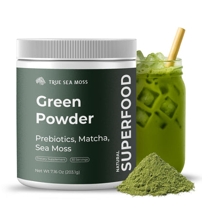 TrueSeaMoss Super Greens Powder with Matcha for Digestive & Gut Health – 25 Superfoods with Probiotics, Prebiotics, Enzymes & Sea Moss – Vegan Superfood Powder for Bloating & Regularity - 30 Servings TrueSeaMossBuy Supplements Australia