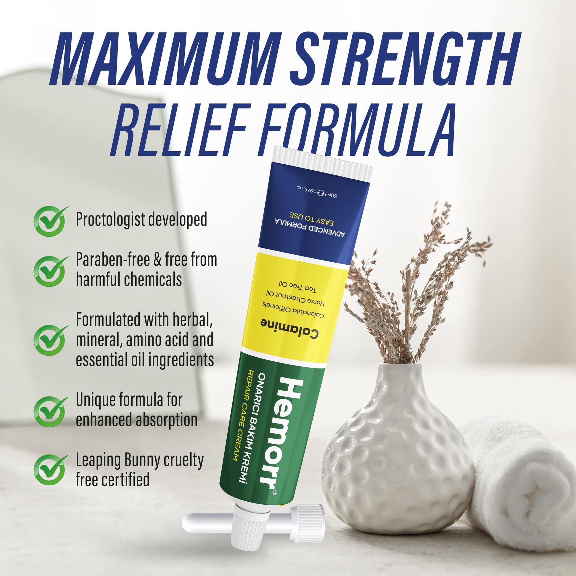 Hemorr Hemorrhoid Treatment Cream with Horse Chestnut, Calendula Oil, Zinc Oxide & Tea Tree Oil – Fast Relief for Pain, Swelling, Itching & Discomfort – Natural Healing & Soothing Formula 1.69 Oz HemorrBuy Supplements Australia