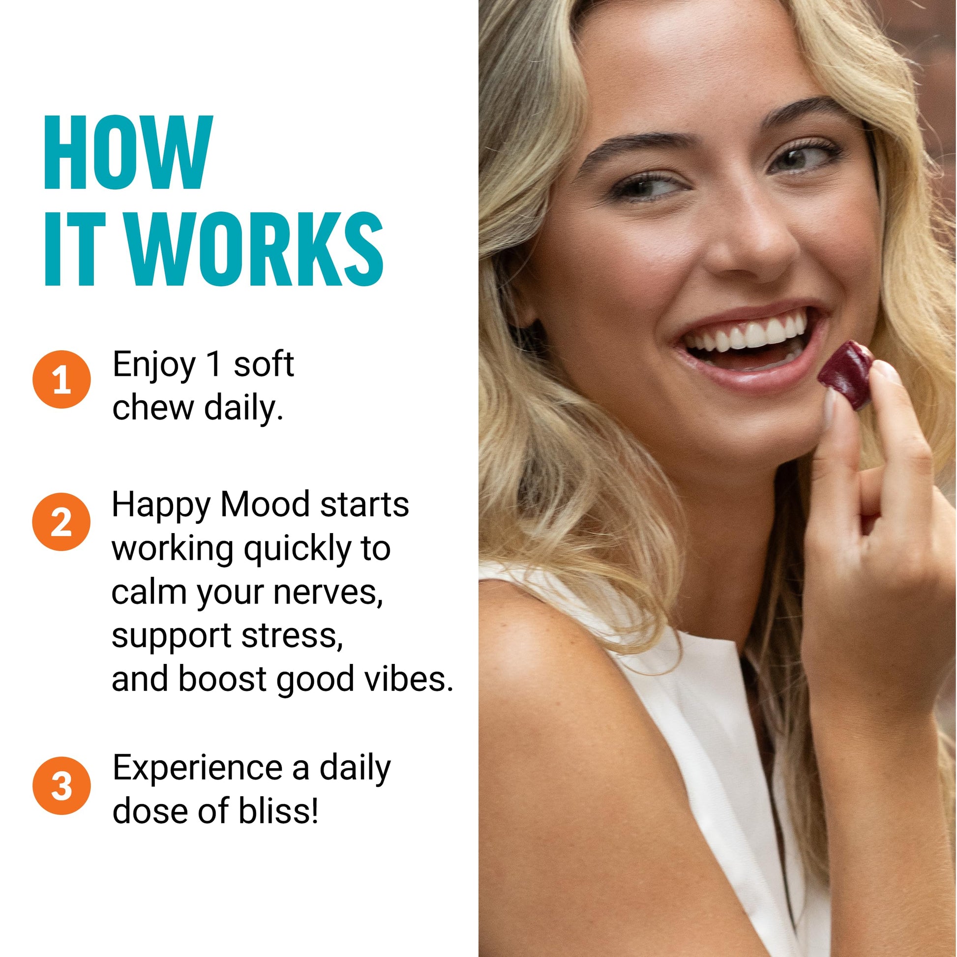 FORCE FACTOR Happy Mood, Mood Support and Mood Balance Supplement to Support Happiness, Positivity, and Stress, Made with Magnesium, Saffron, Zembrin, Non-GMO, Tropical Fruit Flavor, 30 Soft Chews Force FactorBuy Supplements Australia