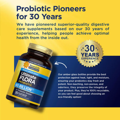 Renew Life Ultimate Flora Probiotics for Men 65 Billion CFU Delayed Release Vegan Capsules | Digestive Health | Immune Health | Dairy Free | 30 Count