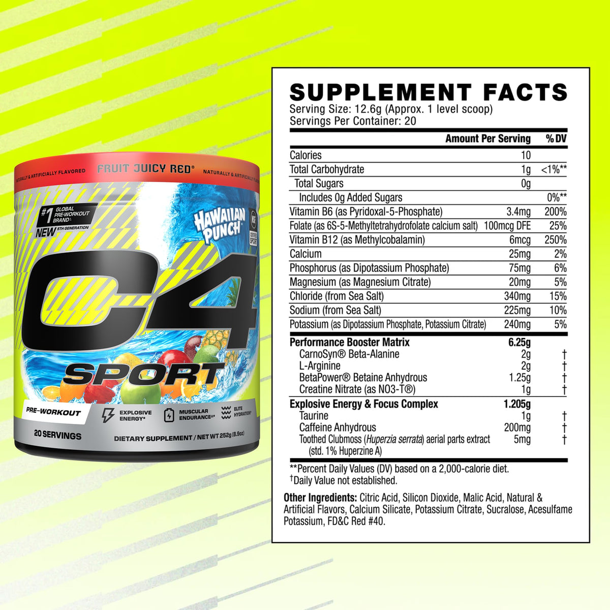 C4 Sport Pre Workout Powder - NSF Certified for Sport - Elite Hydration - 200mg Caffeine + Creatine + Beta-Alanine - Electrolytes and Energy Supplement