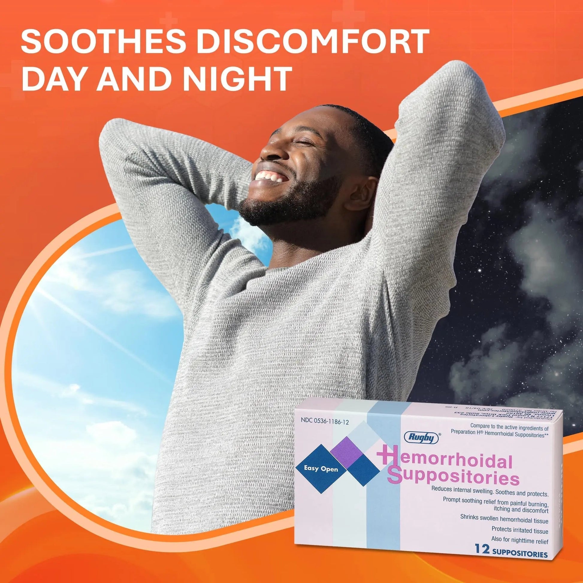 Rugby Hemorrhoidal Suppositories - Soothing and Shrinking Action for Internal Hemorrhoids with Cocoa Butter and Phenylephrine HCl, Easy Open Design - 12 Count RUGBY LABORATORIESBuy Supplements Australia