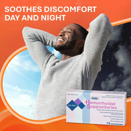 Rugby Hemorrhoidal Suppositories - Soothing and Shrinking Action for Internal Hemorrhoids with Cocoa Butter and Phenylephrine HCl, Easy Open Design - 12 Count RUGBY LABORATORIESBuy Supplements Australia