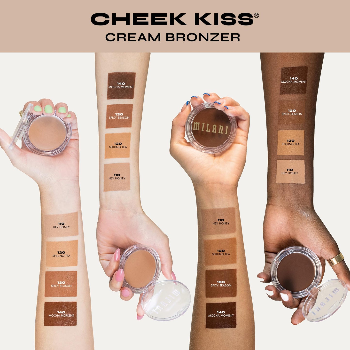 Milani Cheek Kiss Cream Bronzer, 110 - Hey Honey, Vegan & Cruelty-Free, Made in Korea, Lightweight Glow, Soft Matte Finish MilaniBuy Supplements Australia