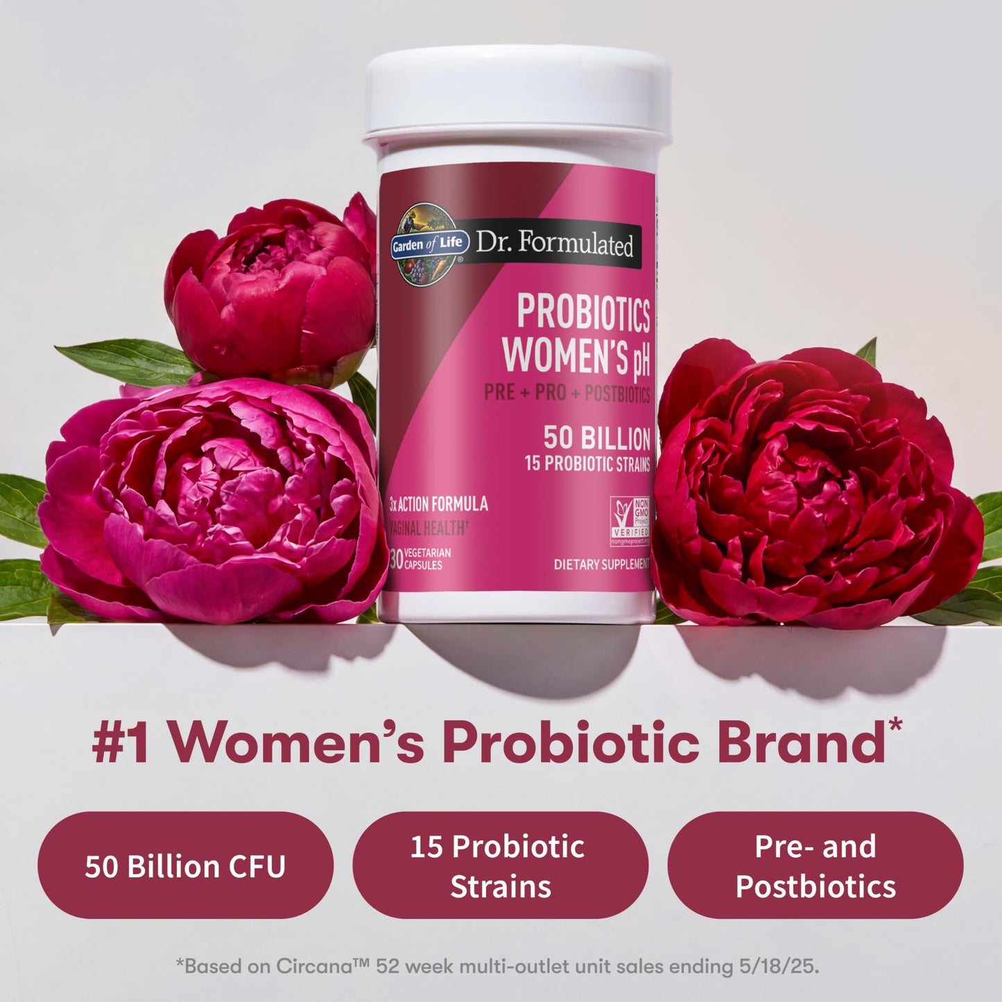 Garden of Life Dr Formulated Once Daily 3-in-1 Complete Prebiotics, Postbiotics & Probiotics for Women, PRE + PRO + POSTBIOTIC Supplement for Women’s Digestive