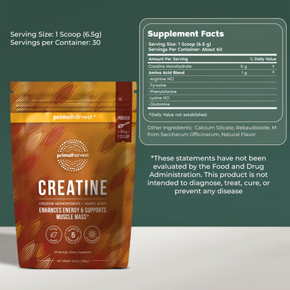 Primal Harvest Creatine Powder Supplement for Men and Women's Fitness, Workouts, and Muscle Growth, to Help Promote Recovery, Strength, Energy, and Endurance (1)