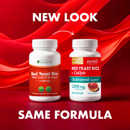 Red Yeast Rice with CoQ10 Supplement | Healthy Cholesterol Levels & Heart Health Support | Extra Strength Red Yeast Rice 1200 MG (600 MG Per Capsule) with Monakolin K