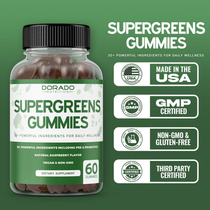 Supergreens Gummies (60 Count) Daily Greens Gummies - Greens Supplements with 8 Ingredient Power Blend - Superfood for Immunity Support for Adults - Third Party Tested, Vegan & USA Made (Pack of 2) DORADO NUTRITION buy supplements Au