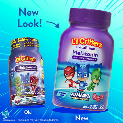 L'il Critters PJ Masks Melatonin Gummy Supplements, 60 Gummies