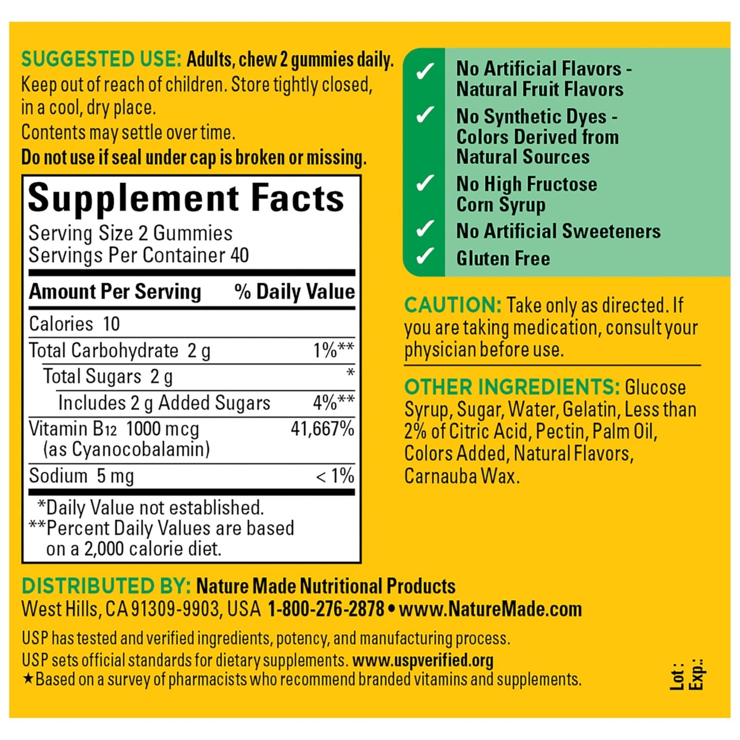 Nature Made Vitamin B12 Gummies 1000 mcg per serving, Dietary Supplement for Energy Metabolism Support, B12 Vitamins