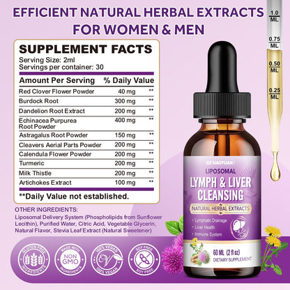 Lymphatic Drainage - Liver Cleanse Detox & Repair Drops, Liposomal Milk Thistle, Echinacea, Artichoke, Dandelion, Turmeric, ''Lymph-Liver'' Cleanse Detox Supplement, Immune & Health, Vegan, 2 Fl.Oz GZ HAOYUAN buy supplements Au