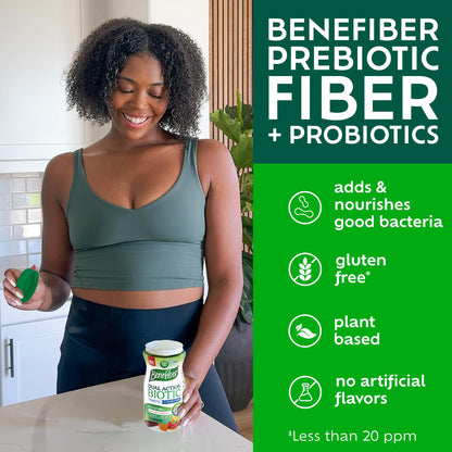 Benefiber Prebiotic  Friendly Fiber Supplement Gummies with Probiotics for Digestive Health, Assorted Fruit Flavors - 50 Count
