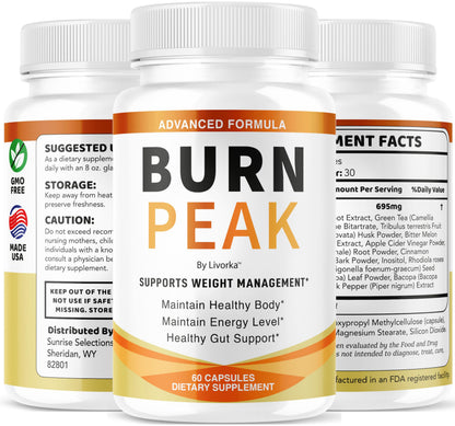 (3 Pack) Burn Peak Capsules - Official BurnPeak Weight Pills Advanced Premium Support, All Natural Burn Peak Pink Salt Trick Supplement for Overall Health & Wellness Reviews, 180 Capsules for 3 Months LIVORKABuy Supplements Australia