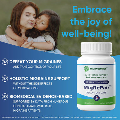 MigRePair | Doctor Formulated Natural Herbal Supplement for Migraine Relief Needs | Supports Relief During Migraine Discomfort (Ictal Phase) MigraceuticsBuy Supplements Australia