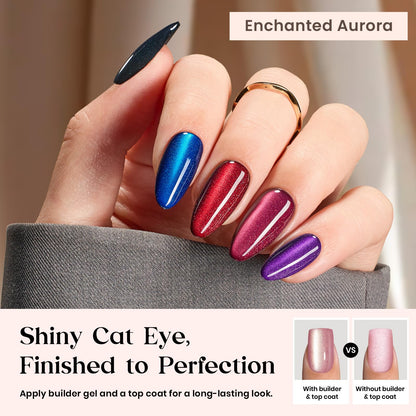 Beetles Cat Eye Nails Kit - Enchanted Aurora | 7 Colors Cat Eye Press On Nails Medium Almond | 224Pcs 16 Sizes All-in-One Kit With Nail Glue,Remover,Builder Top Coat,Nail Lamp Gift beetles Gel PolishBuy Supplements Australia