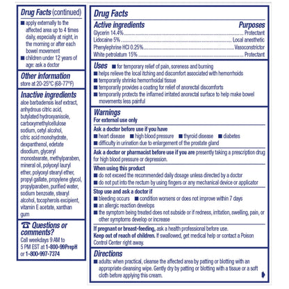 Preparation H Rapid Relief Hemorrhoid Cream with Lidocaine, Numbing Relief for Swelling, Pain, Burning and Itching - 0.75 Oz Tube Preparation HBuy Supplements Australia