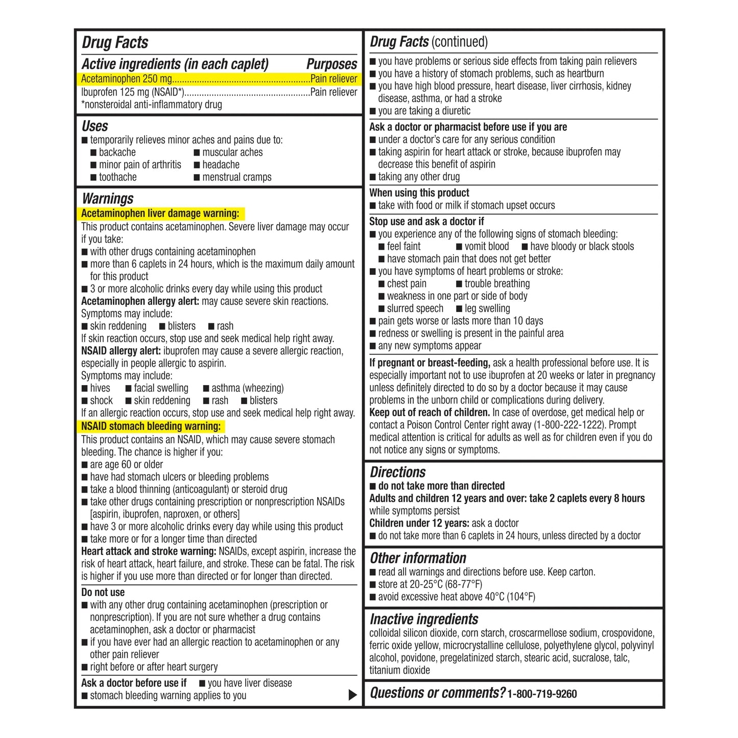 GoodSense Dual Action Acetaminophen and Ibuprofen (NSAID) Tablets, 250 mg/125 mg, Back Pain, 144 Count GoodSenseBuy Supplements Australia