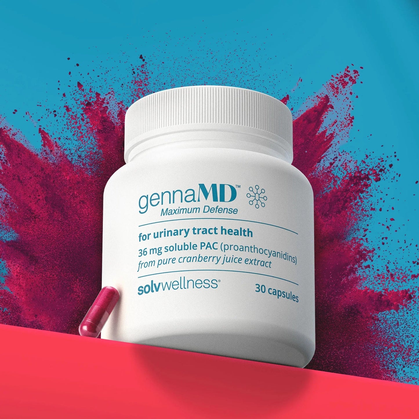 Solv Wellness GennaMD - Maximum UTI Defense - 36 mg Soluble PAC from 100% Cranberry Juice Extract - Highest PAC Concentration in a Small, Easy-to-Swallow Capsule - 30 Capsules Solv WellnessBuy Supplements Australia