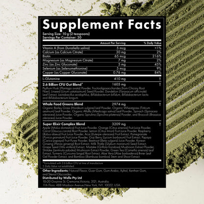 WelleCo The Super Elixir Daily Greens Powder, Probiotic Drink Mix with Whole Foods, Gluten Free, Vegan Gut Health Powder, Energy, Immunity, Healthy Skin, Hair & Nails (Jar, Blood Orange) WelleCo buy supplements Au