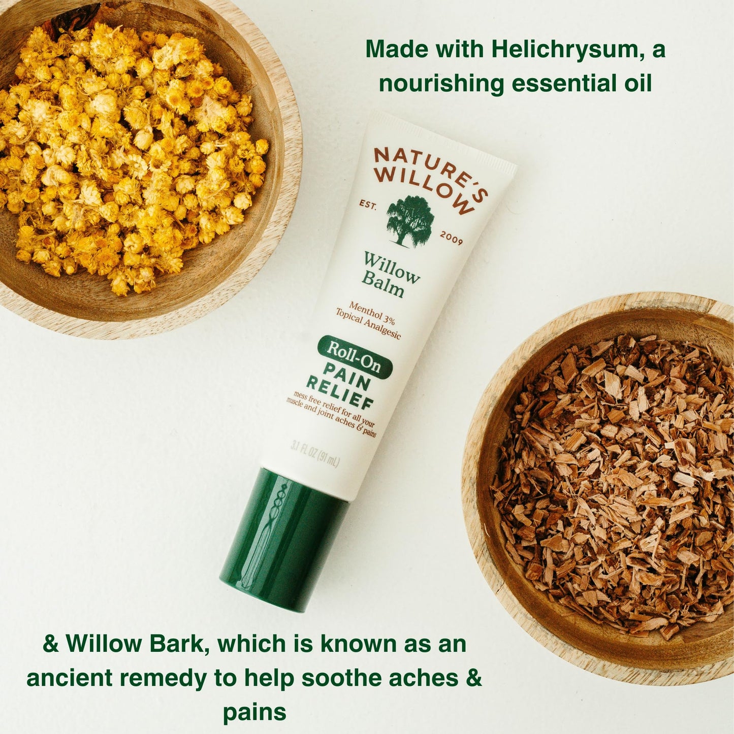 NEW Nature's Willow ROLL-ON Pain Relief | Fast-Acting, No-Mess Relief for Back, Neck, Knees & Joints | Willow Bark & Menthol | Clean, Fresh Scent | No Dyes or Artificial Fragrance | 3.1 fl oz | 3-Pack Nature's WillowBuy Supplements Australia